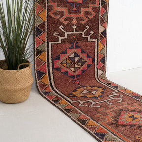 Red and Pink Runner Wool Rug