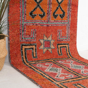 Orange and Red Runner Wool Rug