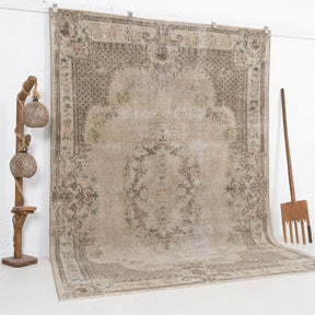 Beige and Brown Area Wool Rug
