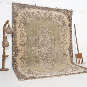 Green and Beige Area Wool Rug