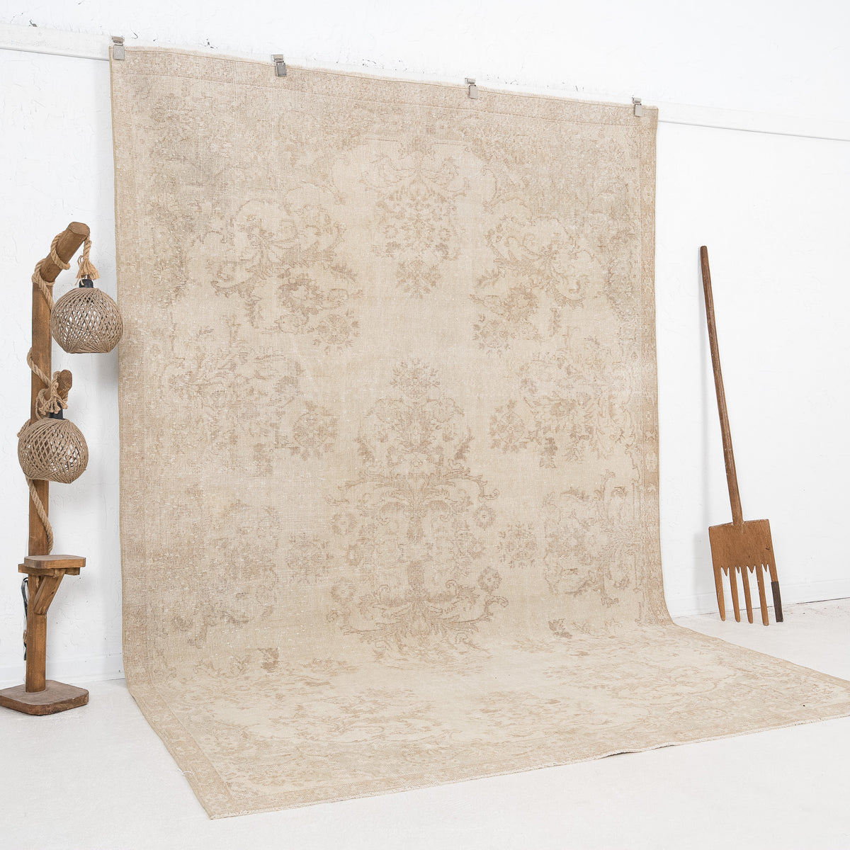 Beige and Brown Area Wool Rug