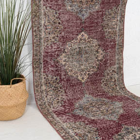 Purple and Beige Runner Wool Rug