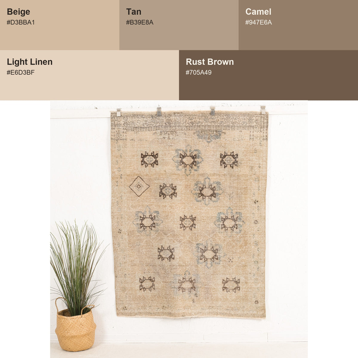 Small Beige Antique Rug