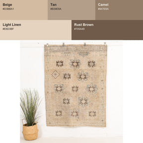 Small Beige Antique Rug