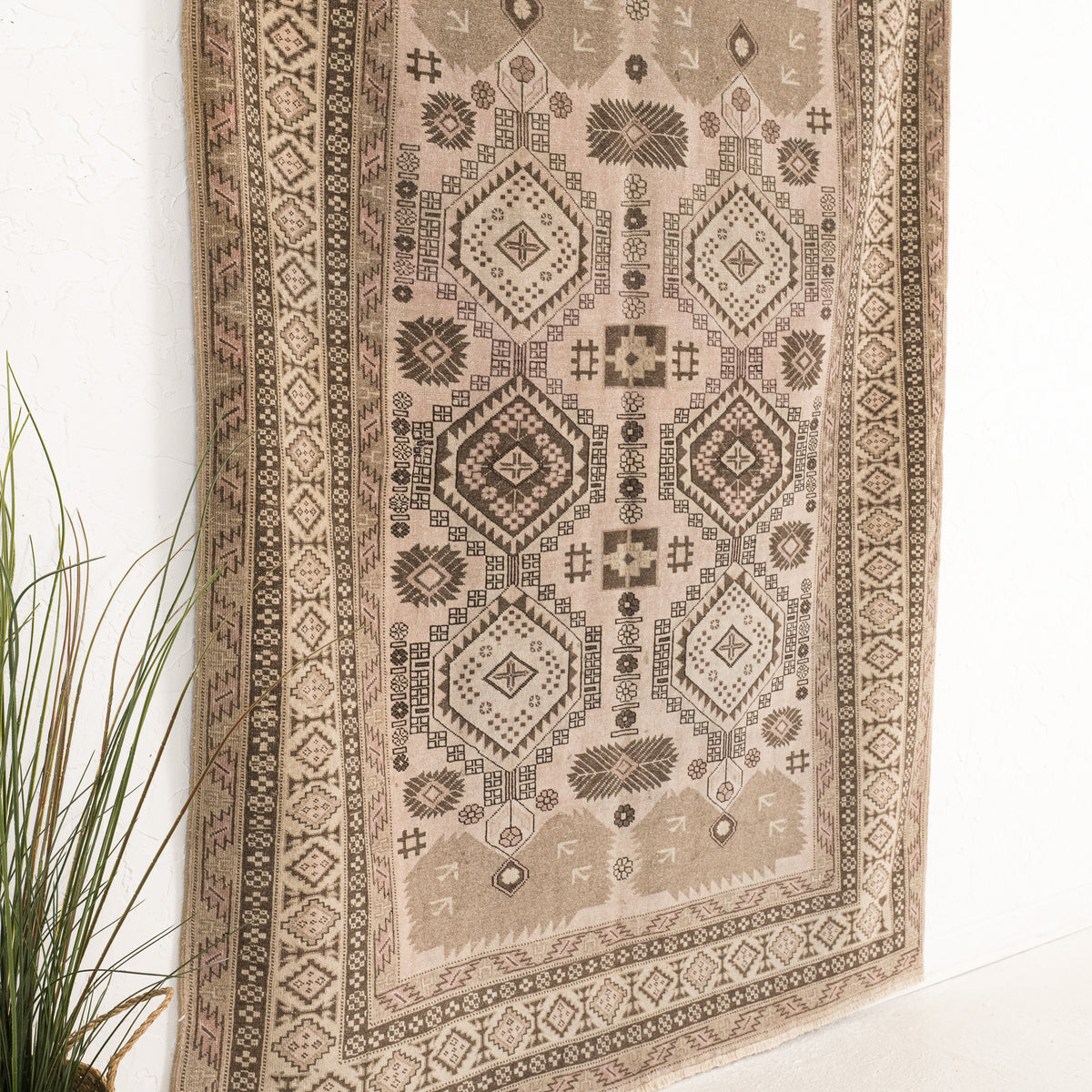 Beige and Brown Area Wool Rug