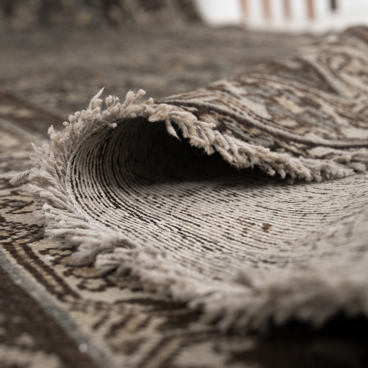 Antiquewashed Brown Runner Rug