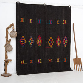 Black and Orange Area Wool Rug