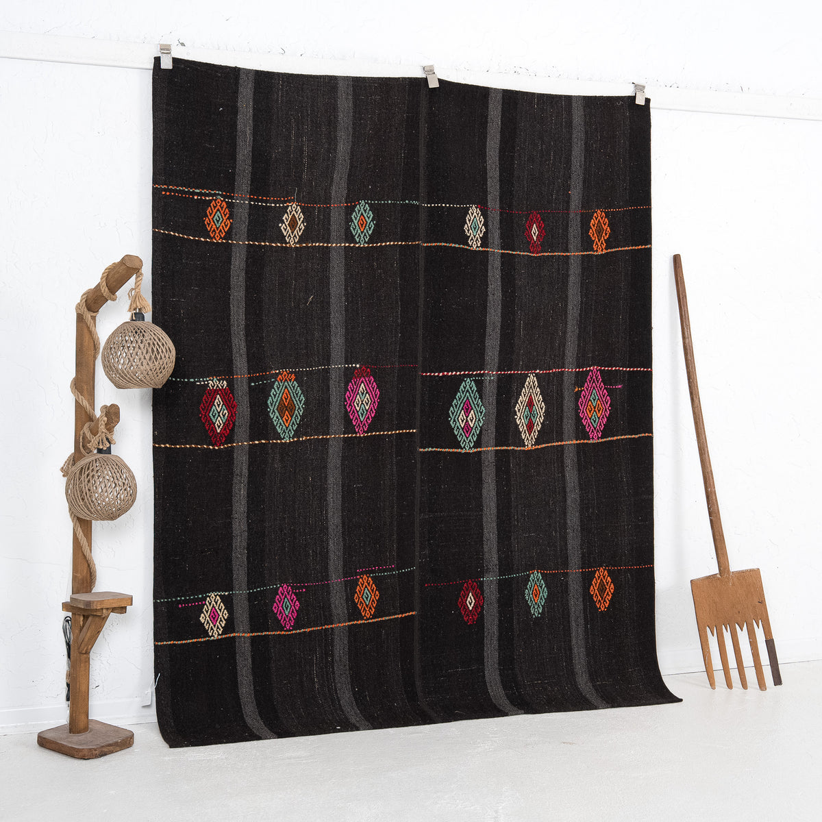 Black and Pink Area Wool Rug
