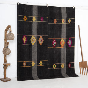 Black and Yellow Area Wool Rug