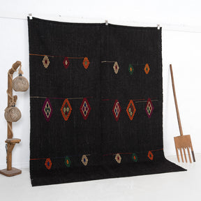 Black and Orange Area Wool Rug