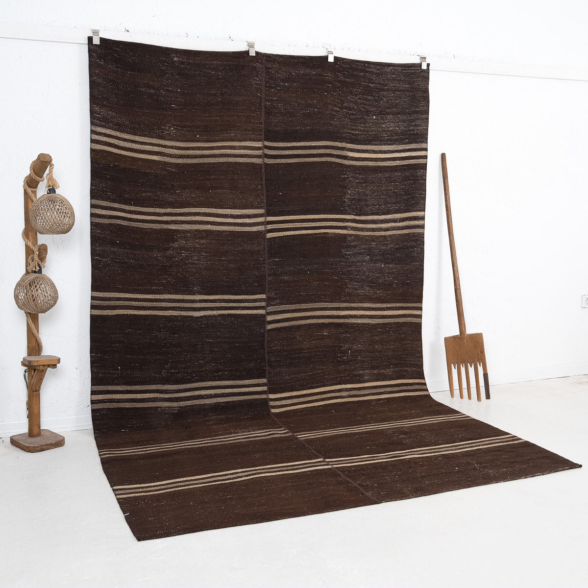 Black and Beige Area Wool Rug