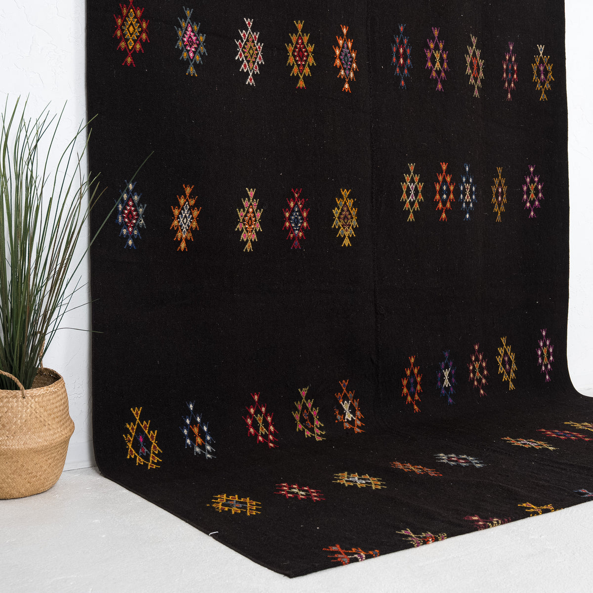 Black and Yellow Area Wool Rug