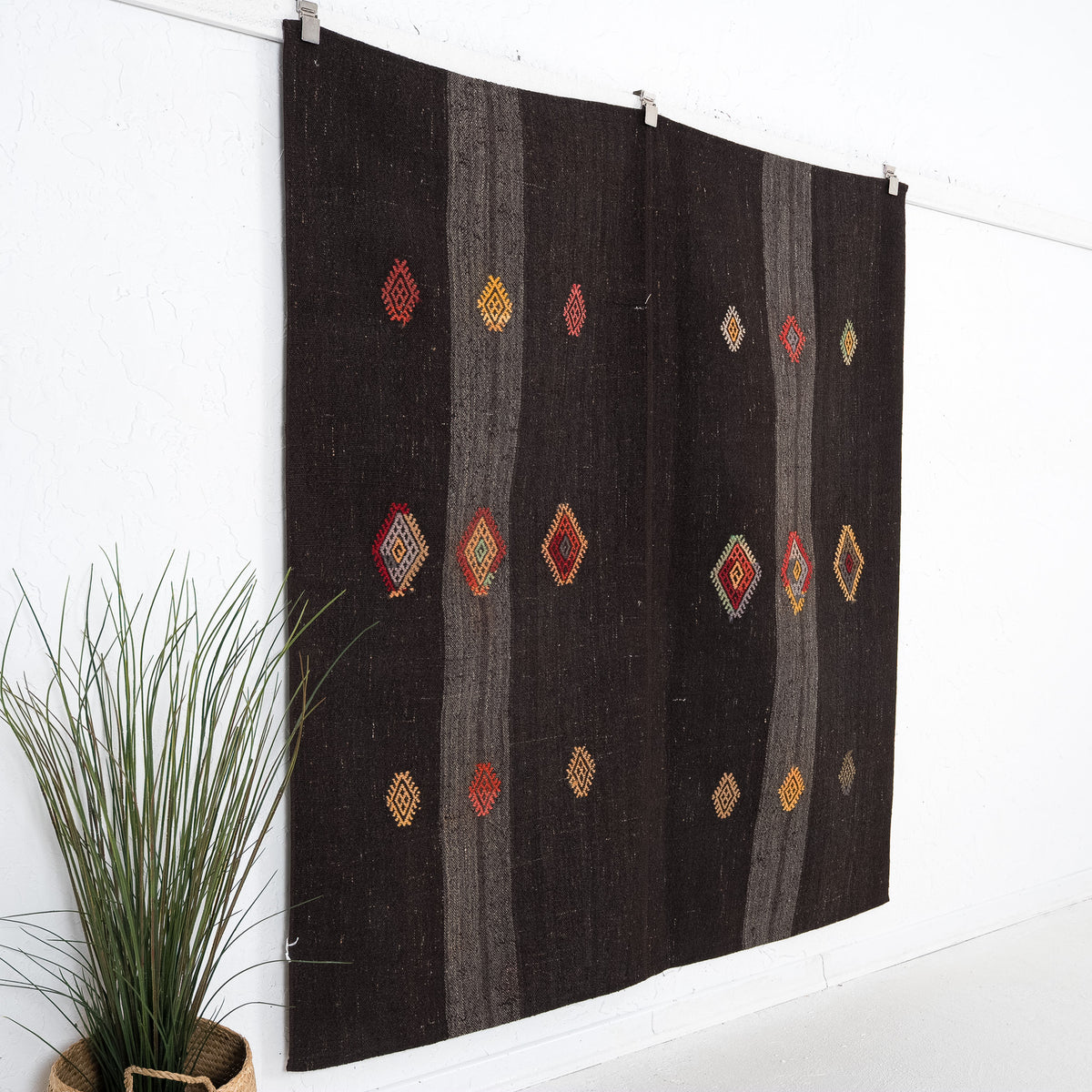 Black and Red Area Wool Rug