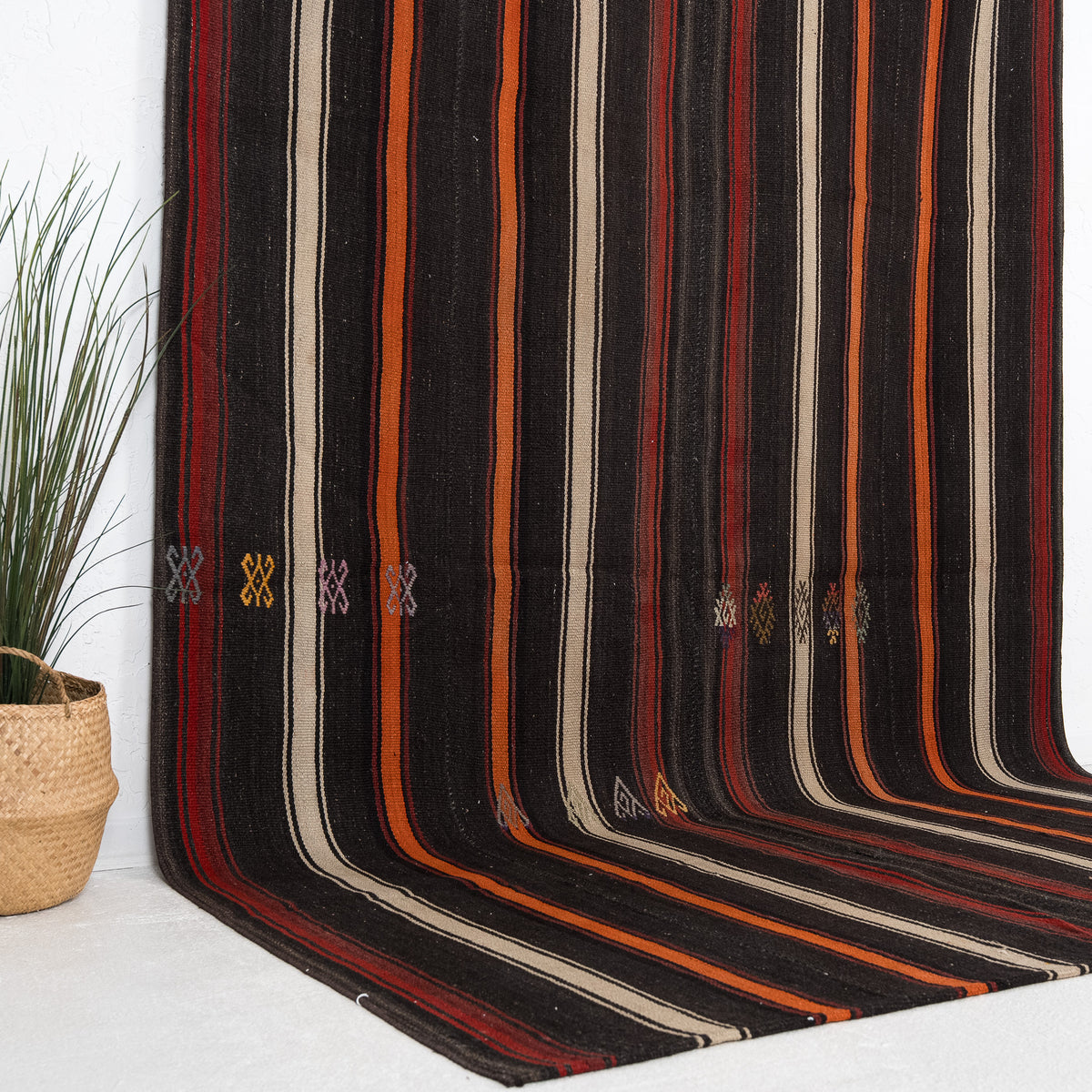 Black and Red Area Wool Rug