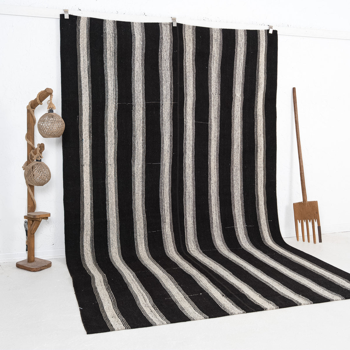 Black and White Area Wool Rug