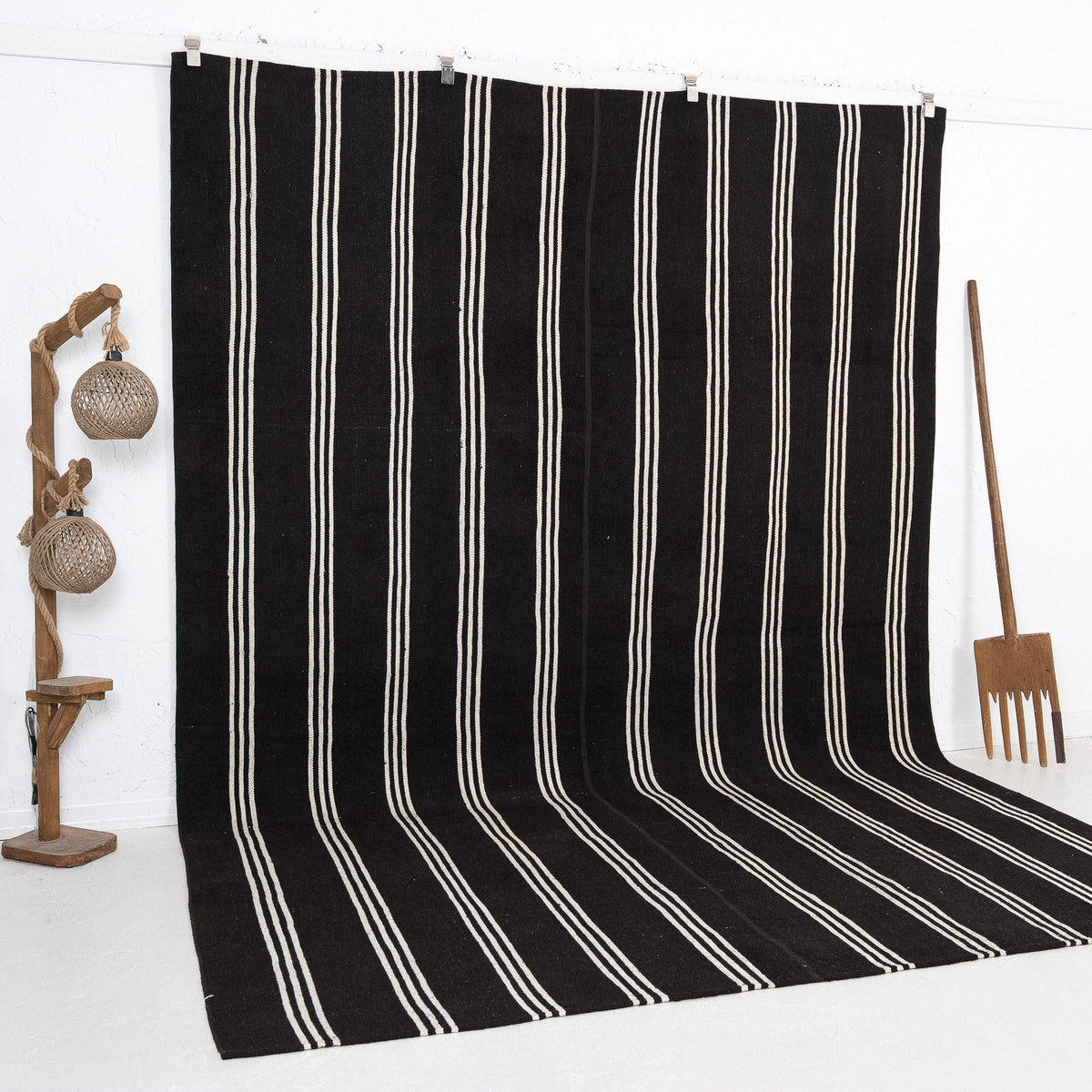 Black and White Area Wool Rug