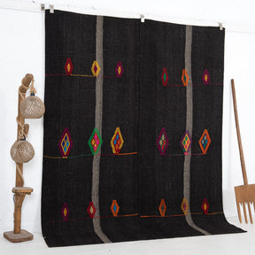Black and Orange Area Wool Rug