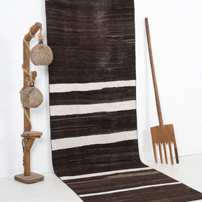 Black and White Runner Wool Rug