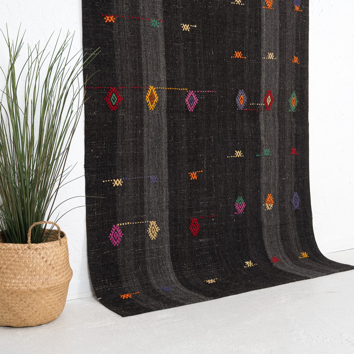 Black and Pink Area Wool Rug