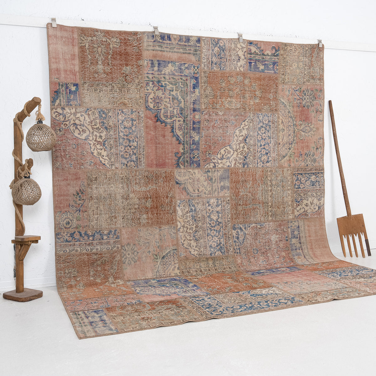 Orange and Blue Area Wool Rug