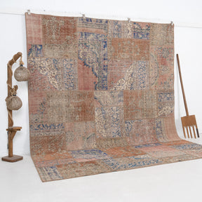 Orange and Blue Area Wool Rug
