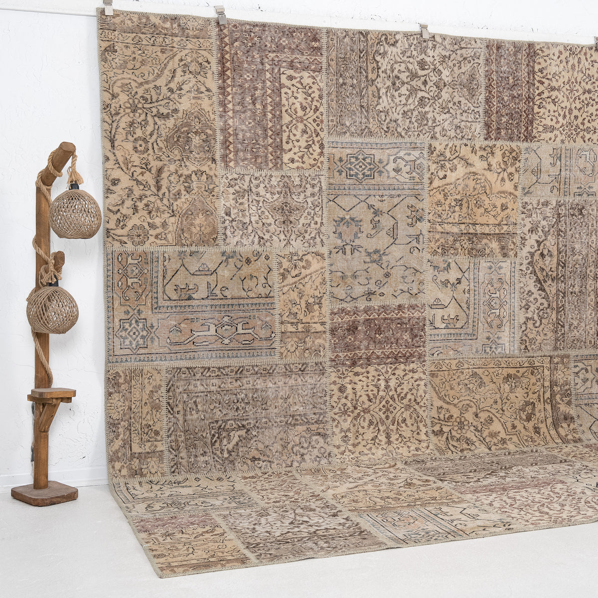 Beige and Brown Area Wool Rug