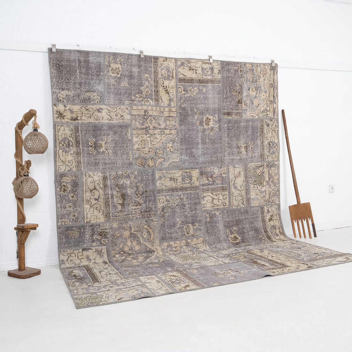 Gray and Beige Area Wool Rug