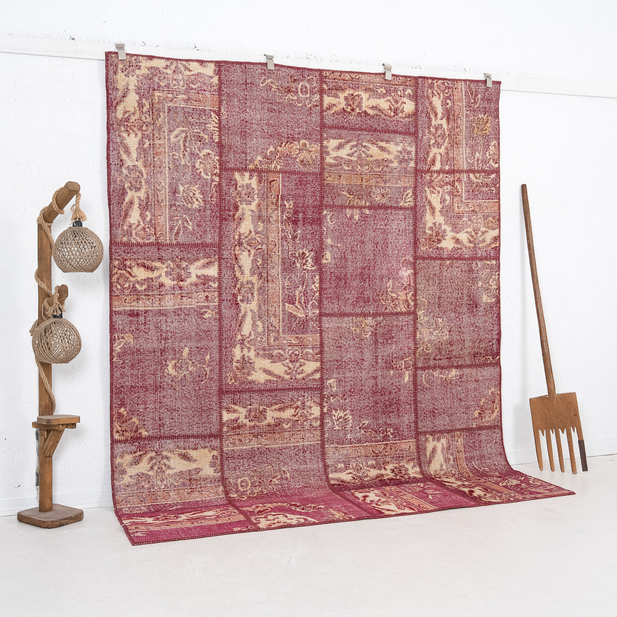 Purple and Beige Area Wool Rug