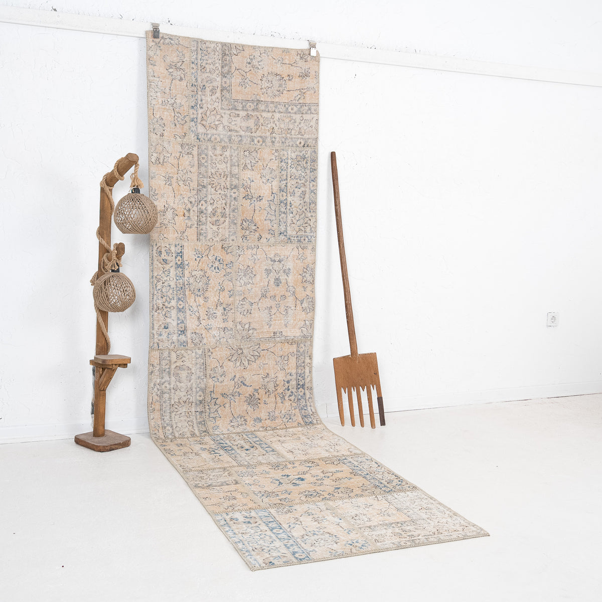 Orange and Beige Runner Wool Rug