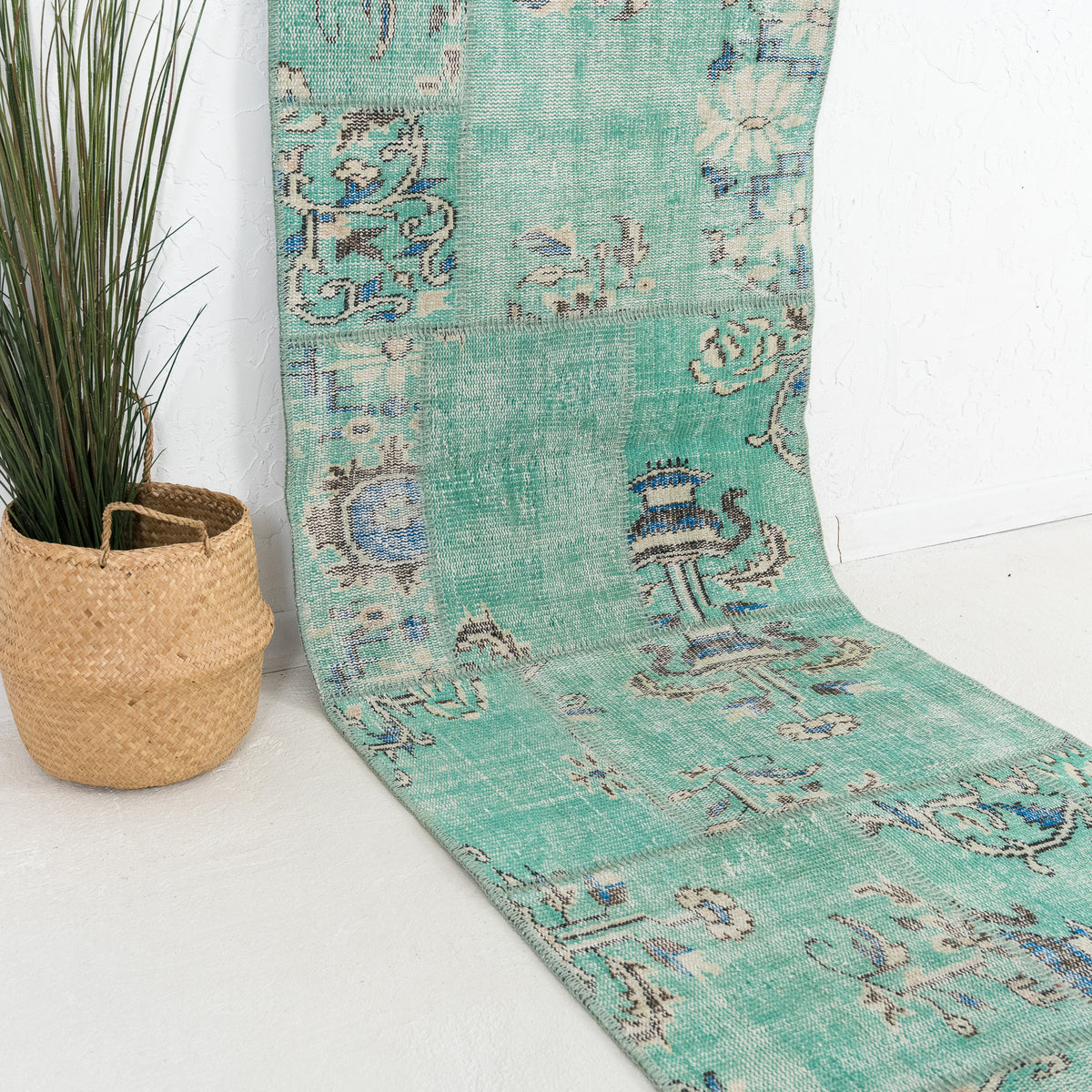 Green and  Runner Wool Rug