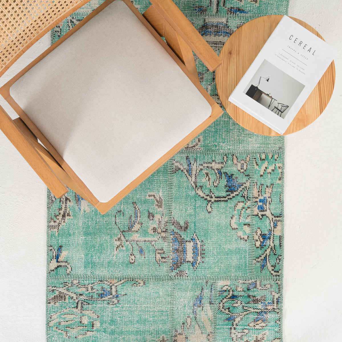 Overdyed Green Runner Rug