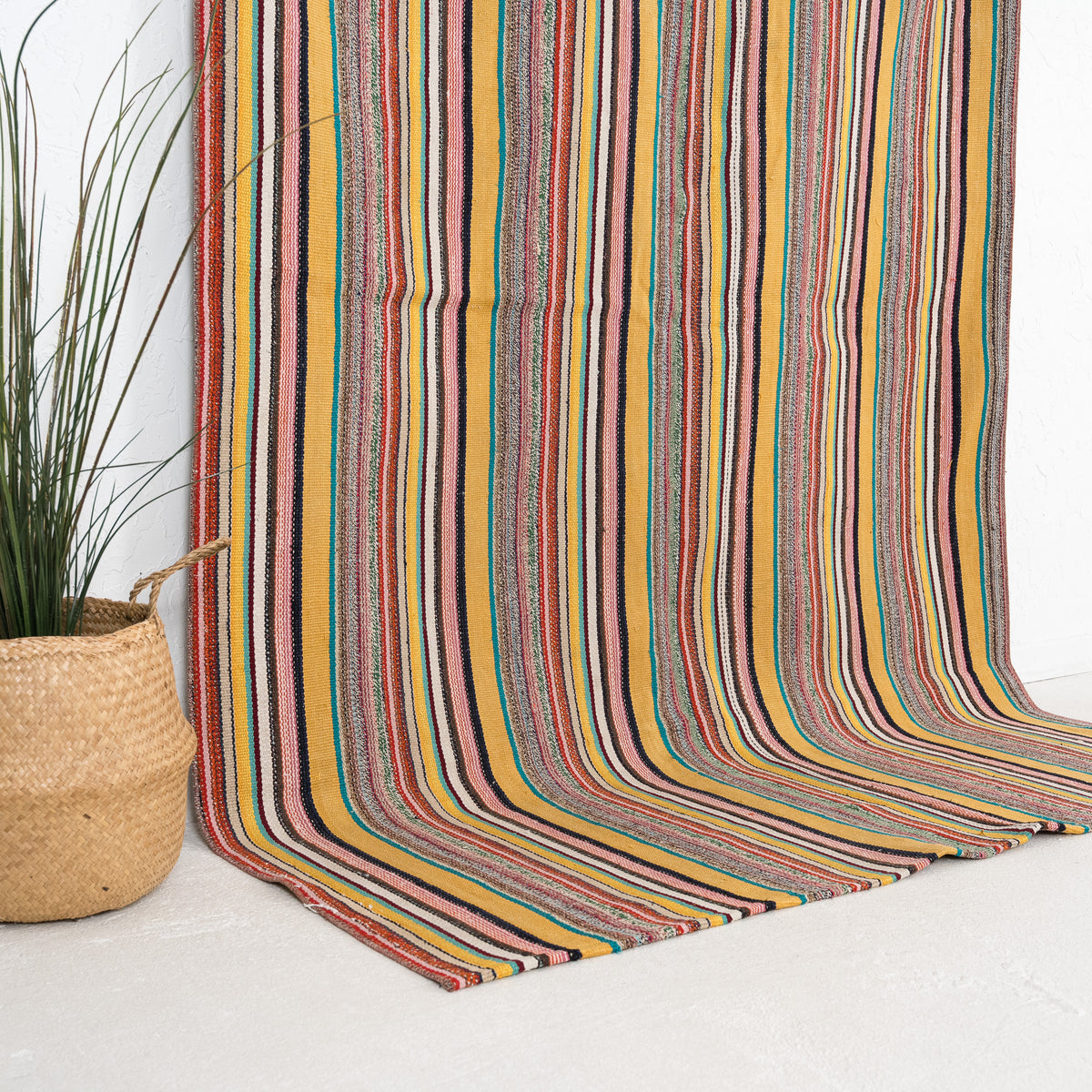 Pink and Yellow Area Wool Rug