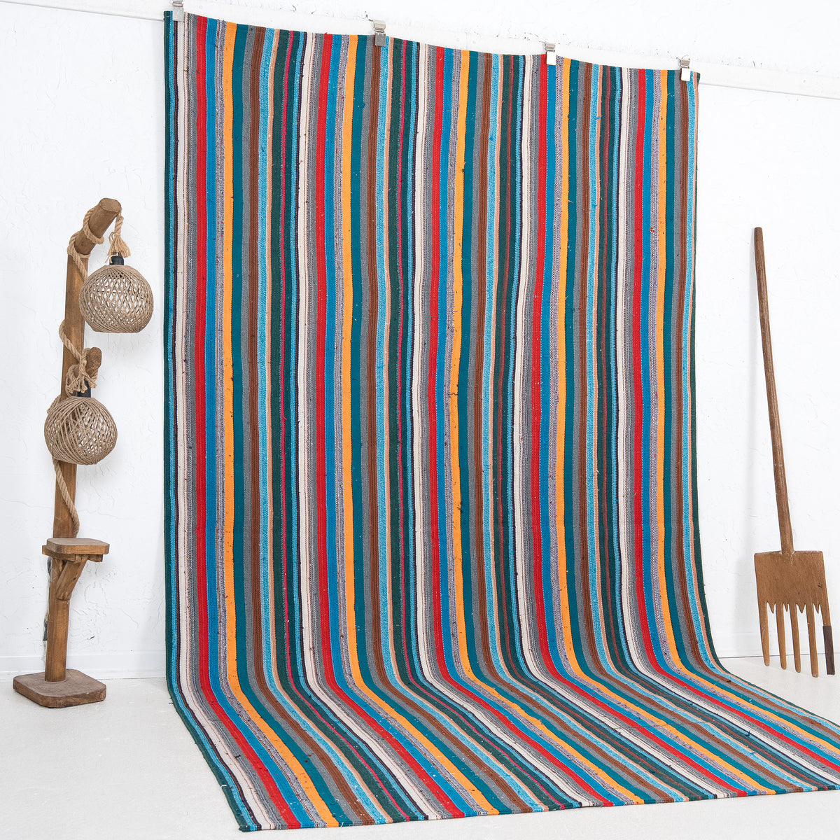 Blue and Red Area Wool Rug