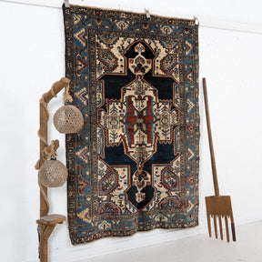 Blue and Beige Area Wool Rug