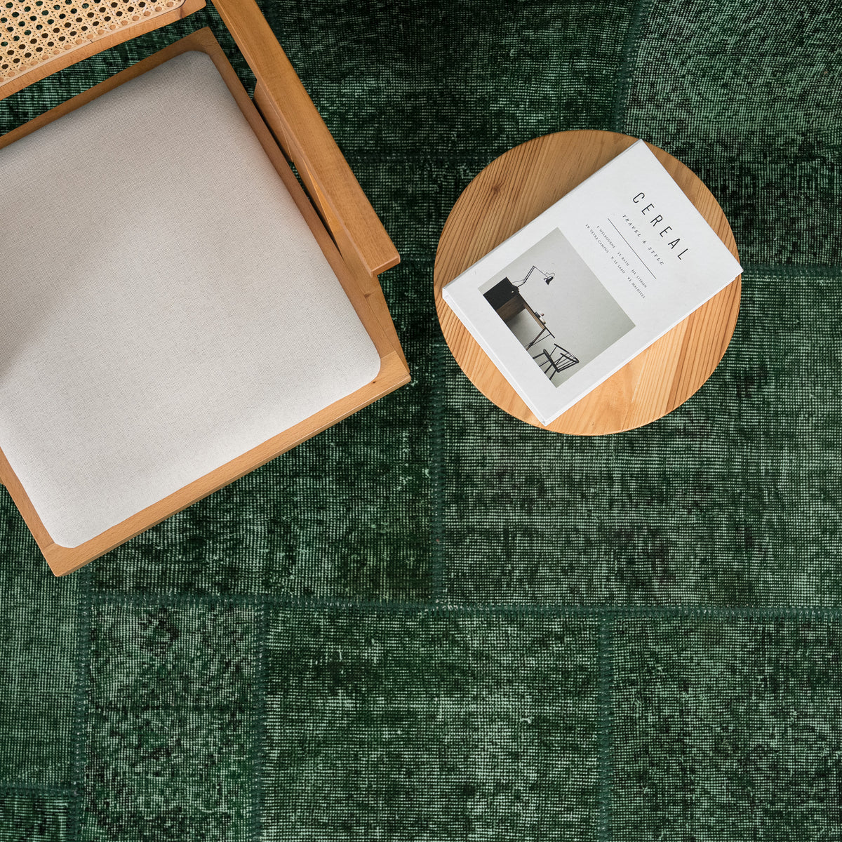 Overdyed Green Area Rug