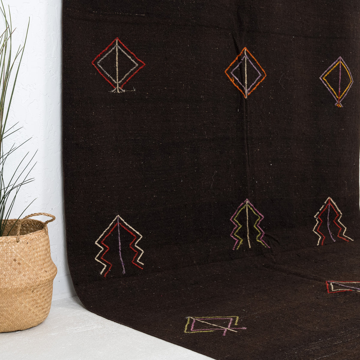 Black and Orange Area Wool Rug