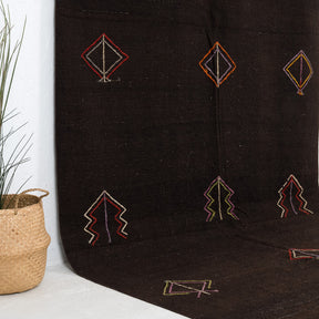 Black and Orange Area Wool Rug