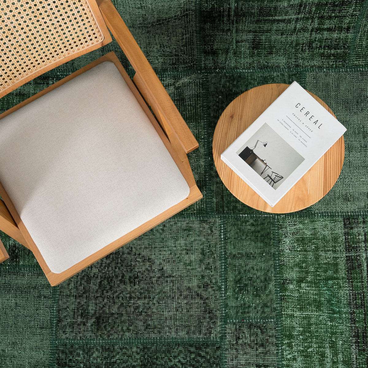 Overdyed Green Area Rug