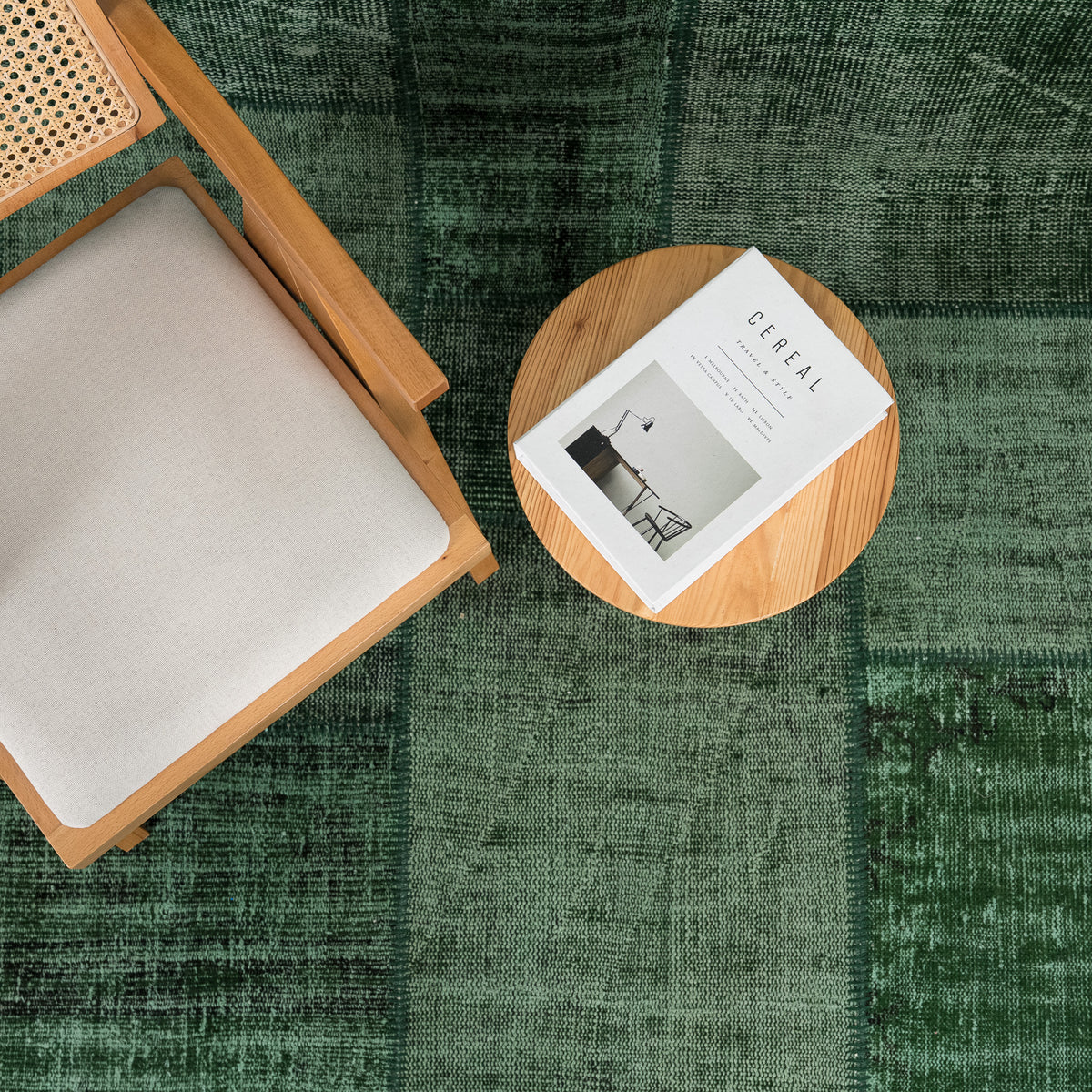 Overdyed Green Area Rug