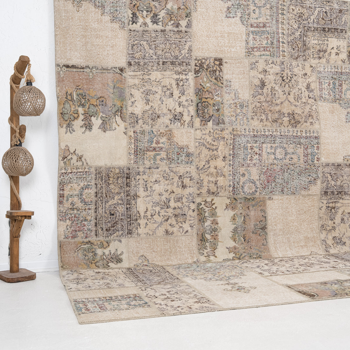 Beige and Brown Area Wool Rug