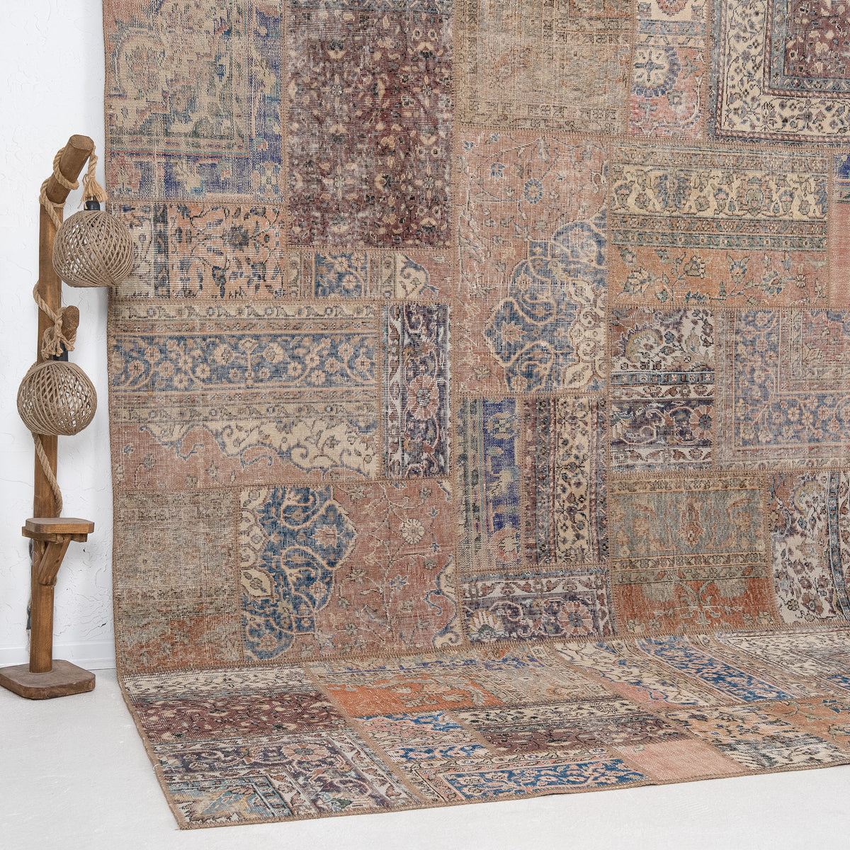 Orange and Blue Area Wool Rug