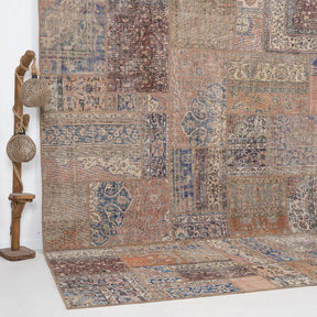 Orange and Blue Area Wool Rug