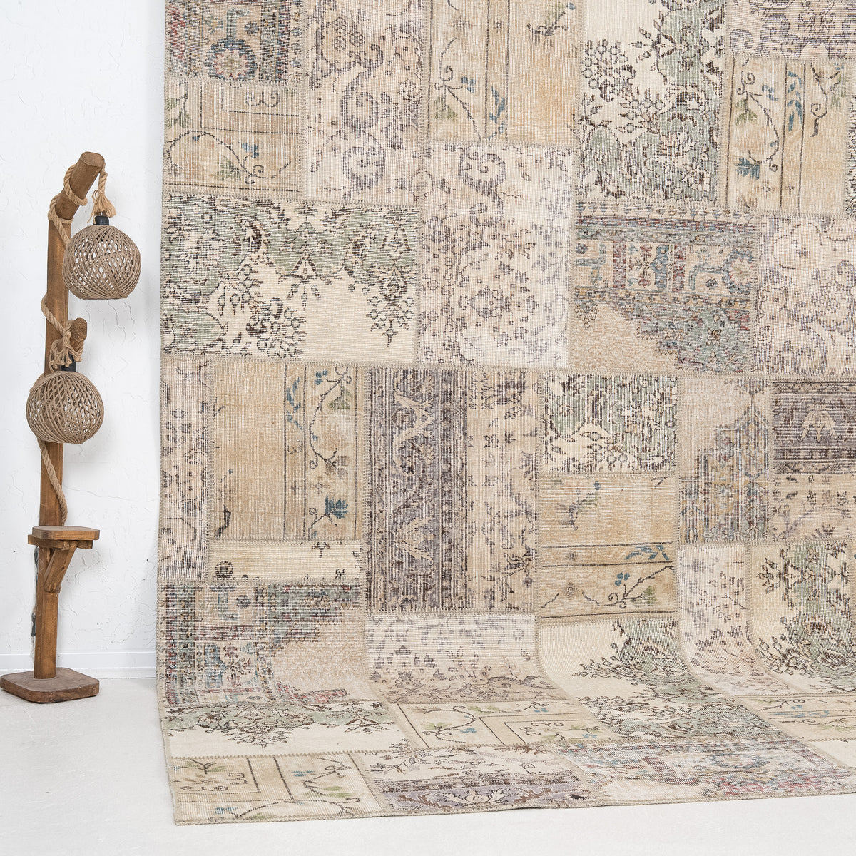 Beige and Brown Area Wool Rug