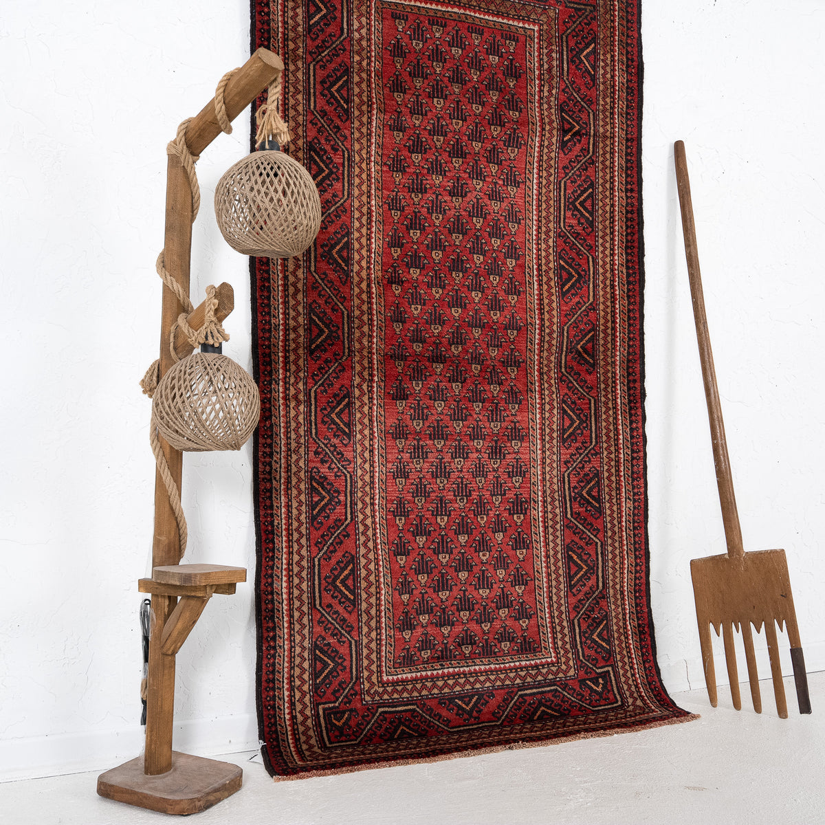 Red and Brown Area Wool Rug