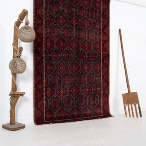 Red and Black Area Wool Rug