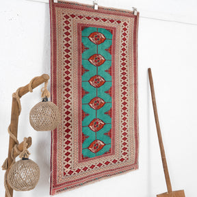 Blue and Red Area Wool Rug