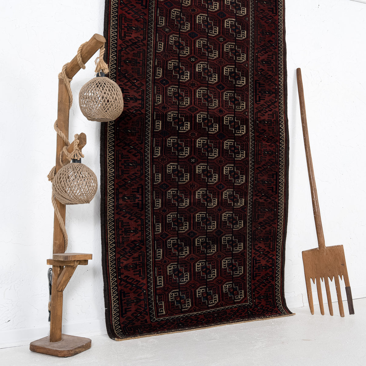 Red and Beige Area Wool Rug