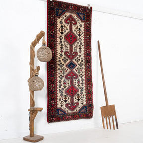 Beige and Red Area Wool Rug
