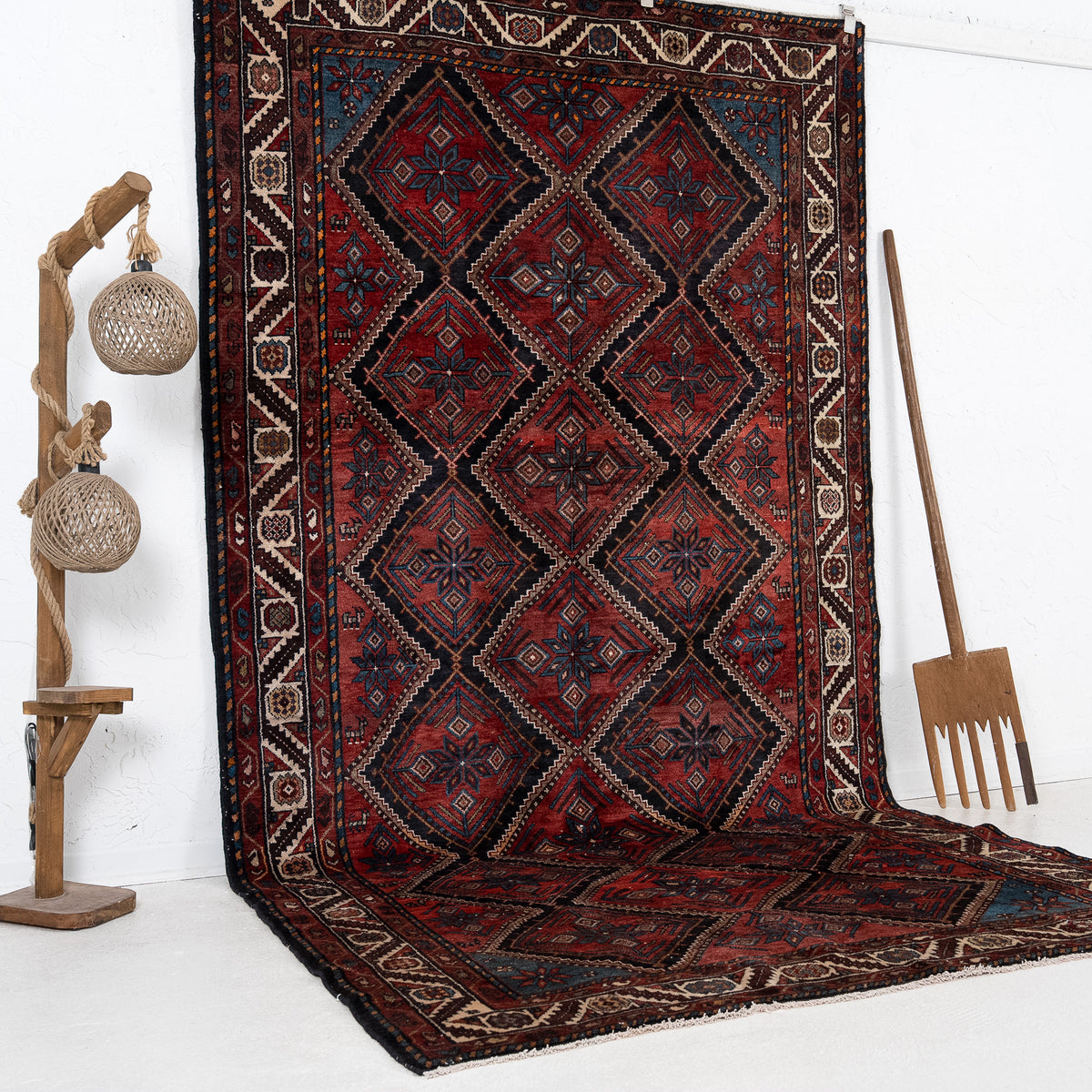 Red and Brown Area Wool Rug