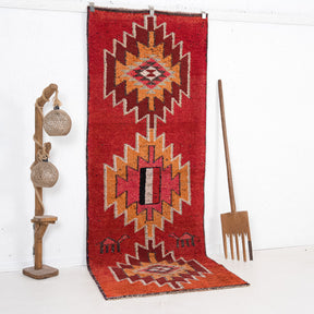Red and Orange Runner Wool Rug